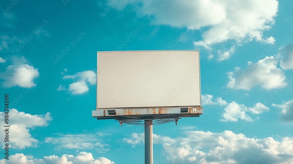 Portrait billboard blank for outdoor advertising poster at blue sky : Generative AI Portrait billboard blank for outdoor advertising poster at blue sky : Generative AI