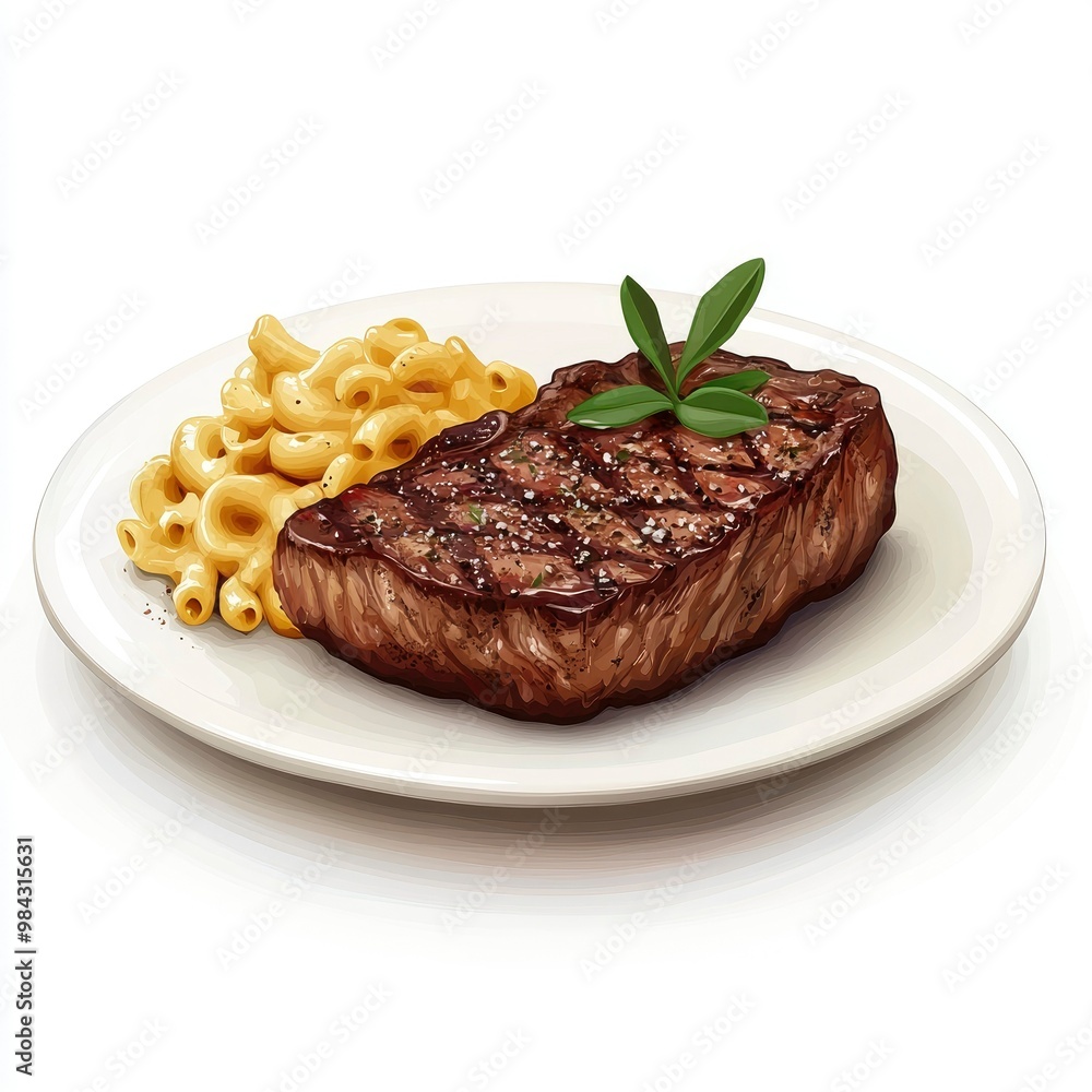 Grilled Steak with a Side of Macaroni and Cheese Grilled Steak with a Side of Macaroni and Cheese