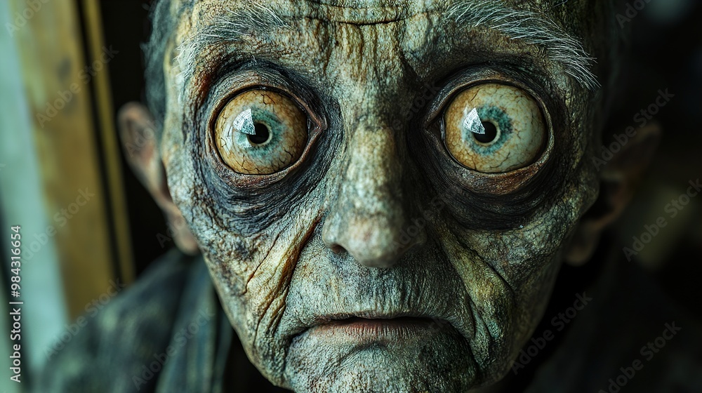 Close Up Portrait of an Old Man with Wrinkled Skin and Intense Eyes Close Up Portrait of an Old Man with Wrinkled Skin and Intense Eyes
