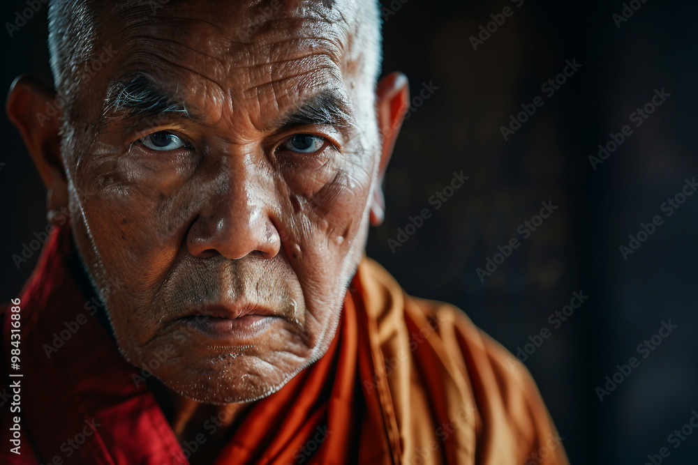 Buddhist monk in lotus position created with Generative AI technology Buddhist monk in lotus position created with Generative AI technology
