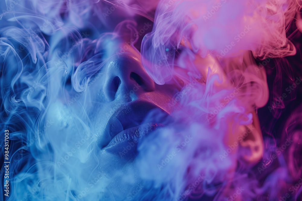 Promotion of electronic cigarette vape unhealthy habit lifestyle, vibrant colorful Generative AI photo Promotion of electronic cigarette vape unhealthy habit lifestyle, vibrant colorful Generative AI photo