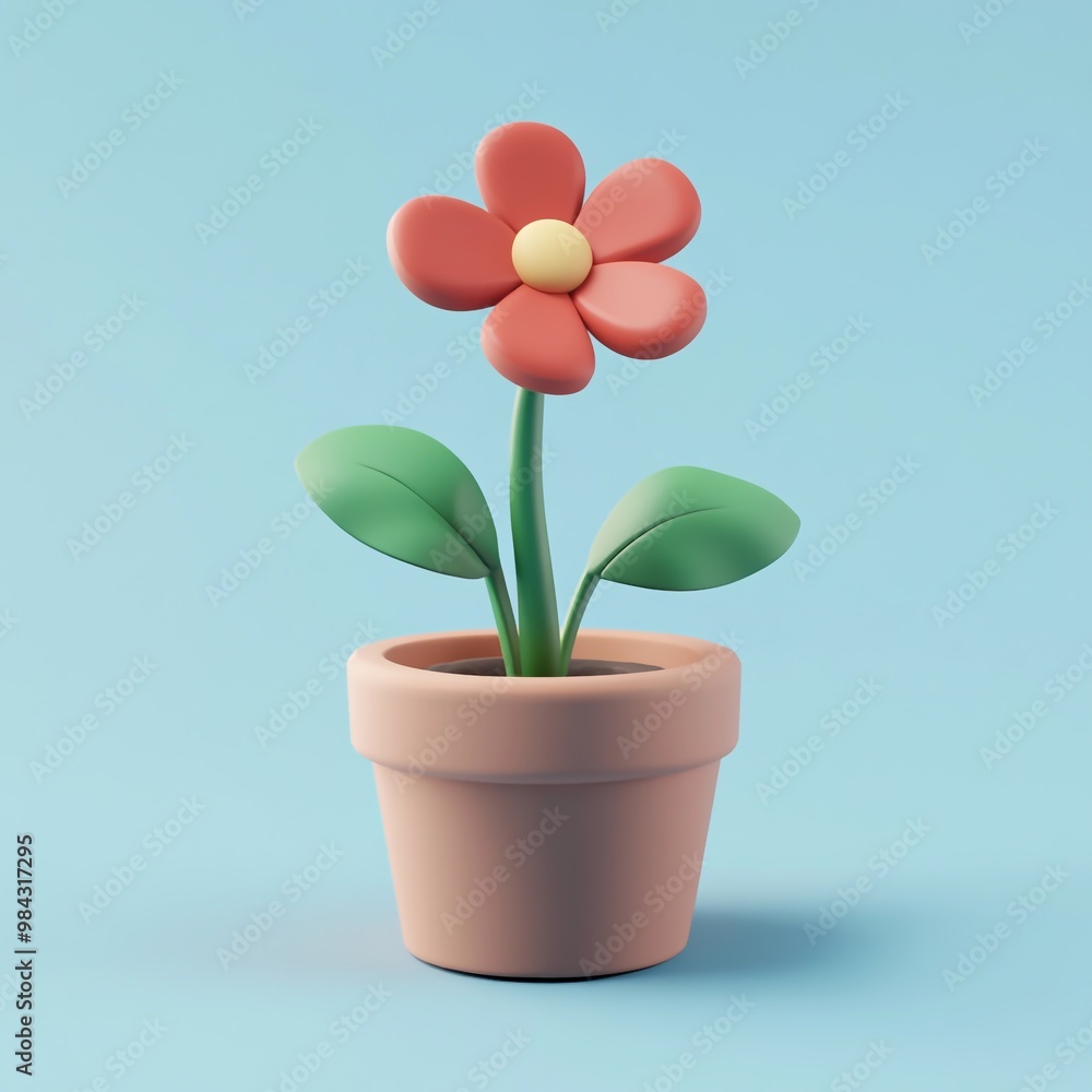 3D Pot Icon: Container for Growing Plants Logo Illustration 3D Pot Icon: Container for Growing Plants Logo Illustration