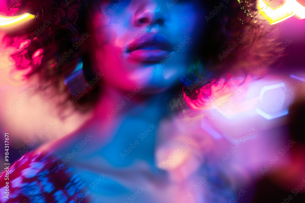 Futuristic neon photo image young people dancing nightclub nightlife pop style, Generative AI Futuristic neon photo image young people dancing nightclub nightlife pop style, Generative AI