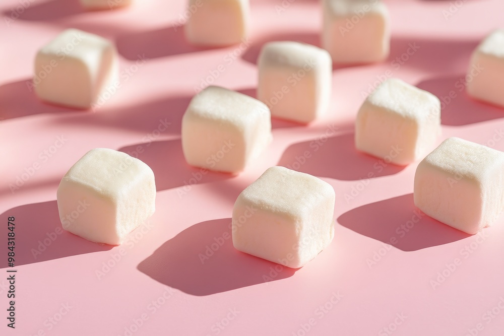 A Whimsical Pyramid of Marshmallows in Warm Sunlight Glow A Whimsical Pyramid of Marshmallows in Warm Sunlight Glow