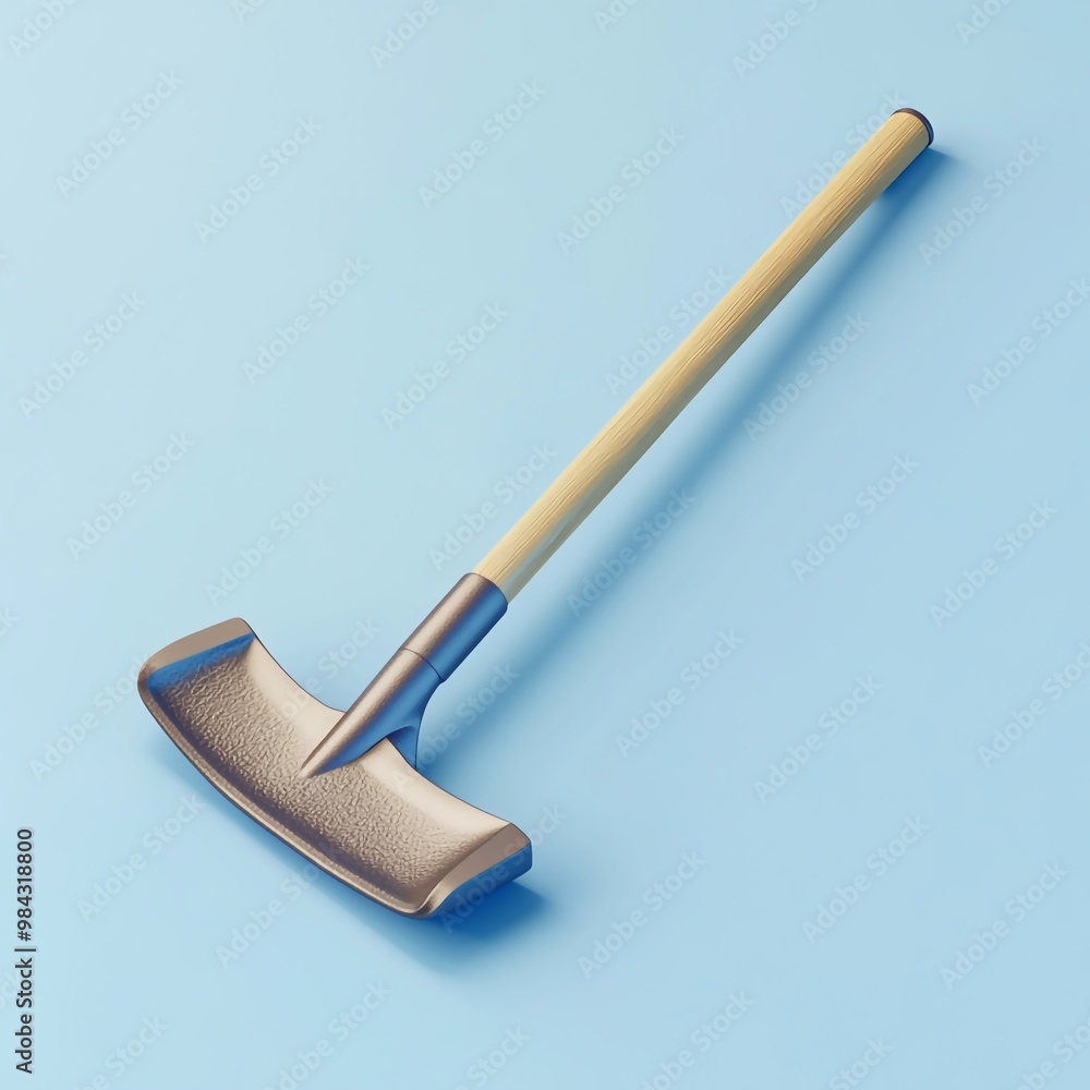 3D Hoe Icon: Tool for Weeding and Soil Preparation Logo Illustration 3D Hoe Icon: Tool for Weeding and Soil Preparation Logo Illustration