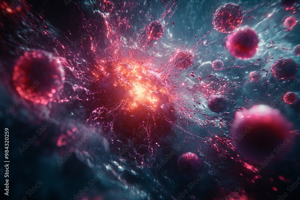 Abstract Pink and Blue Sphere Explosion Abstract Pink and Blue Sphere Explosion