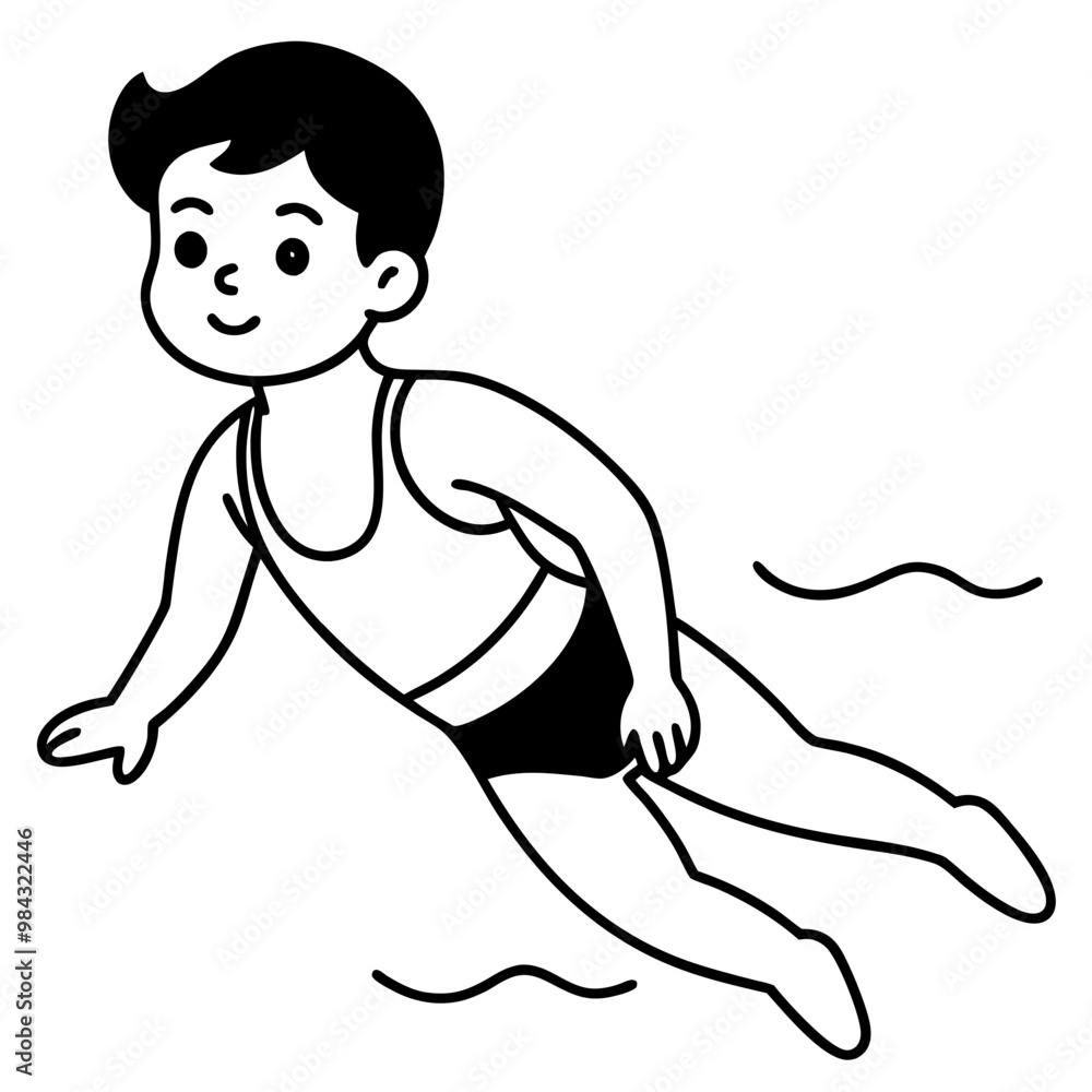 Fototapeta premium boy-in-blue-swimsuit-swimming-in-the-pool