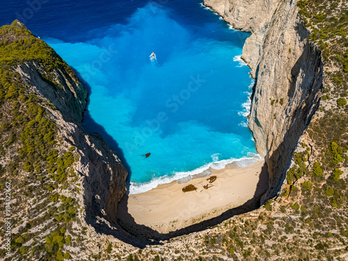 Navagio Beach in Zakynthos, Greece photo