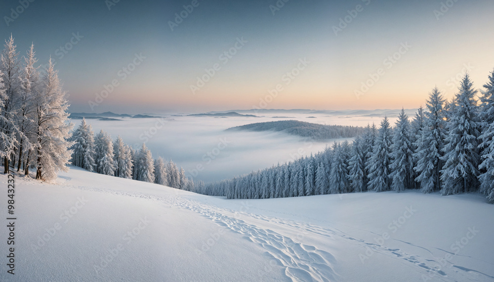 Wintery Season Landscape white fields and ice, nature and forest stock photo Wintery Season Landscape white fields and ice, nature and forest stock photo