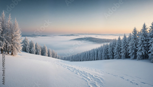 Wallpaper Mural Wintery Season Landscape white fields and ice, nature and forest stock photo Torontodigital.ca