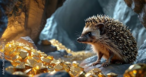 Gentle Wanderer A Hedgehog Exploring the Earth Below photo