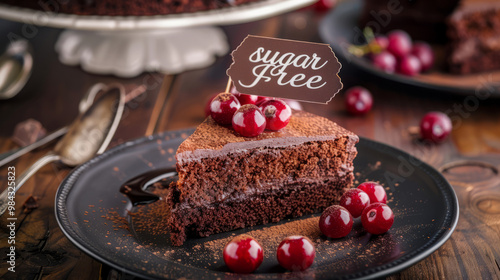 Decadent Sugar-Free Chocolate Cake with Cherries, Perfect for Health-Conscious Celebrations