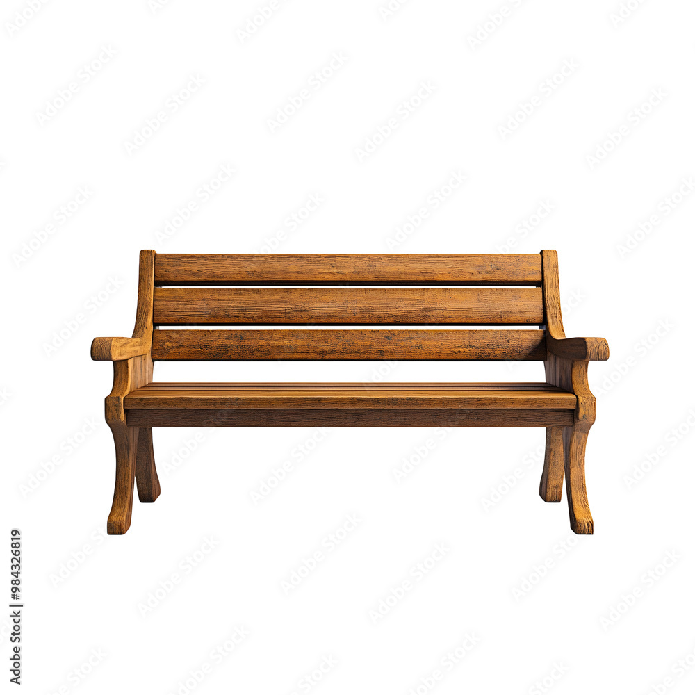 Rustic Garden Bench in Minimalist Studio Setting on Clean White Background Rustic Garden Bench in Minimalist Studio Setting on Clean White Background