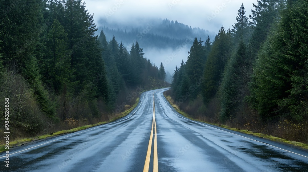 Naklejka premium Highway In Western Washington State United States : Generative AI