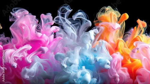 Colorful Abstract Smoke Clouds in Pink Blue Orange Colors Artistic Photography