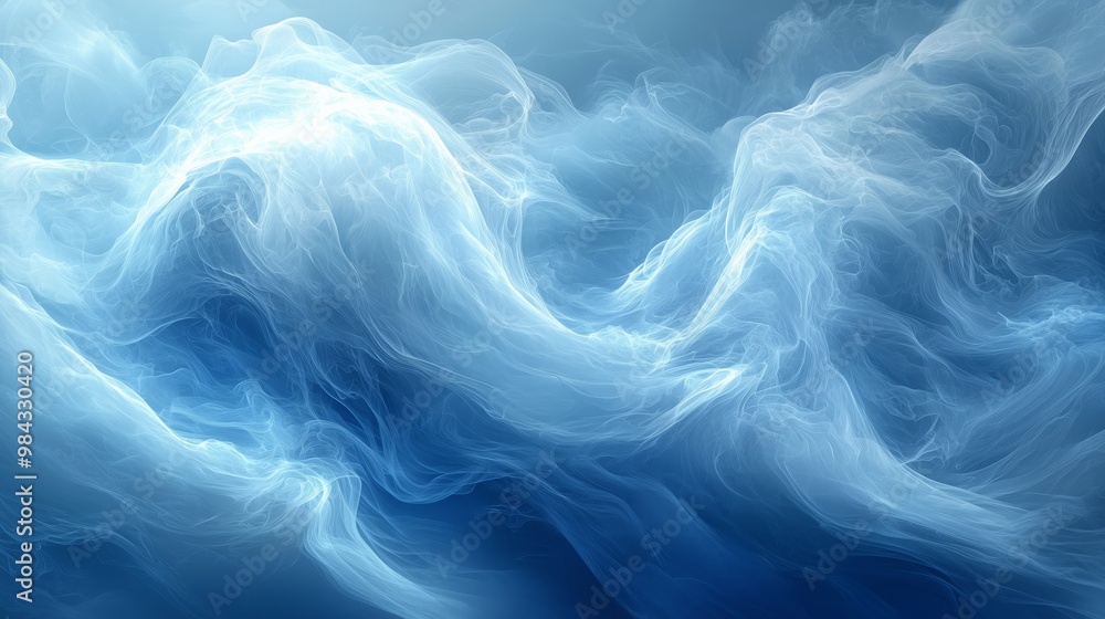 Ethereal Blue Smoke Waves in Dreamlike Background Ethereal Blue Smoke Waves in Dreamlike Background