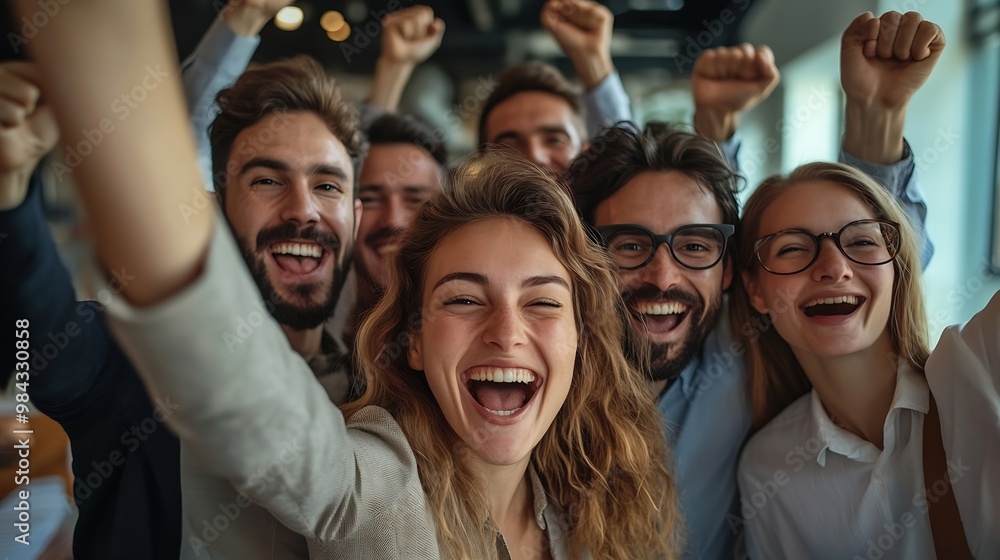 Portrait of a group of joyful happy business people men and women having fun and looking cheerful at camera standing in office Company employees team or a group of staff happy to make : Generative AI Portrait of a group of joyful happy business people men and women having fun and looking cheerful at camera standing in office Company employees team or a group of staff happy to make : Generative AI