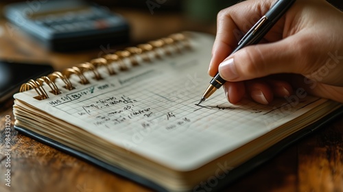 Note Taking with a Pen on a Gritty Wooden Table