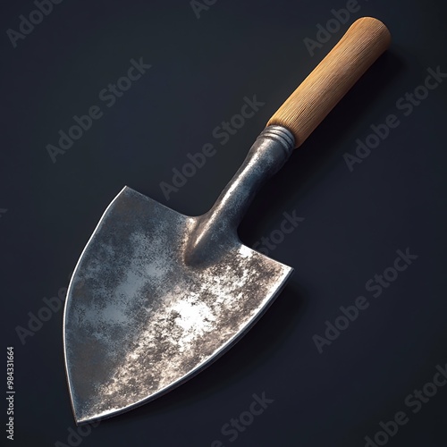 3D Trowel Icon: Hand Tool for Digging and Planting Logo Illustration