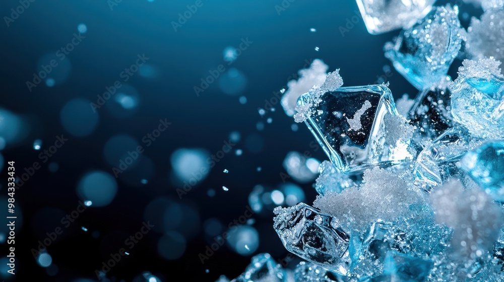 Ice Crystals and Snowflakes on a Dark Background Ice Crystals and Snowflakes on a Dark Background