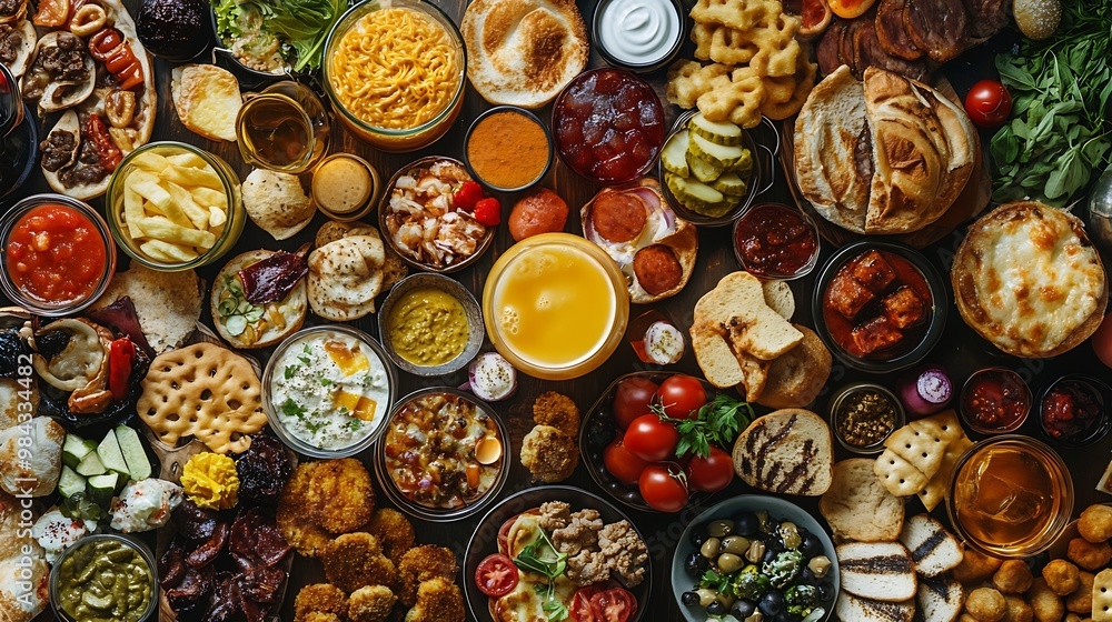food collage of assortment meals and drinks : Generative AI food collage of assortment meals and drinks : Generative AI