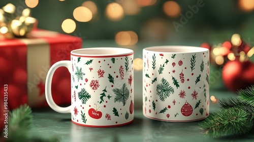 Wallpaper Mural Custom-printed mug with name, festive gift packaging, 3D illustration Torontodigital.ca