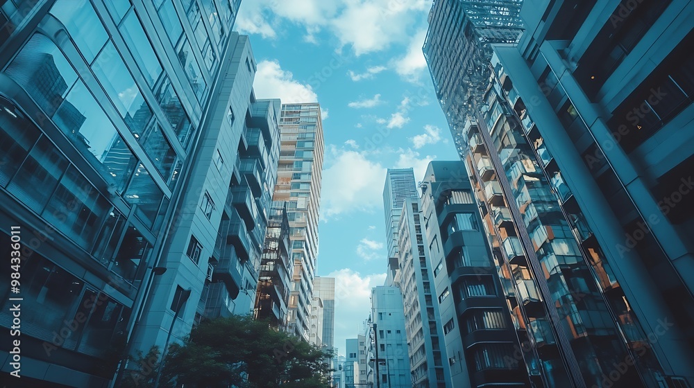 Fototapeta premium Outdoor billboard advertisement mockup background of buildings in big cities : Generative AI