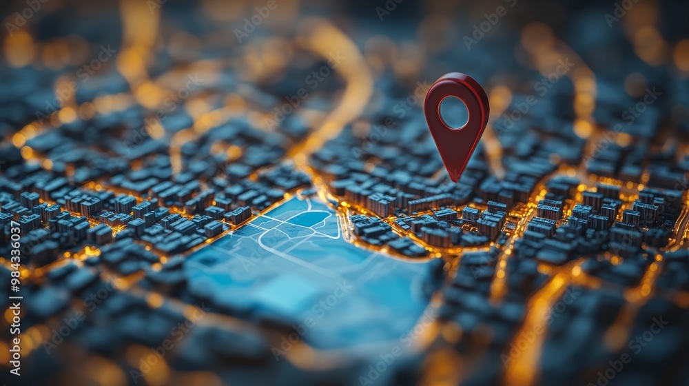 Close-up of a touch-screen displaying a map to a polling station, voter navigation, digital assistance, 3D illustration Close-up of a touch-screen displaying a map to a polling station, voter navigation, digital assistance, 3D illustration