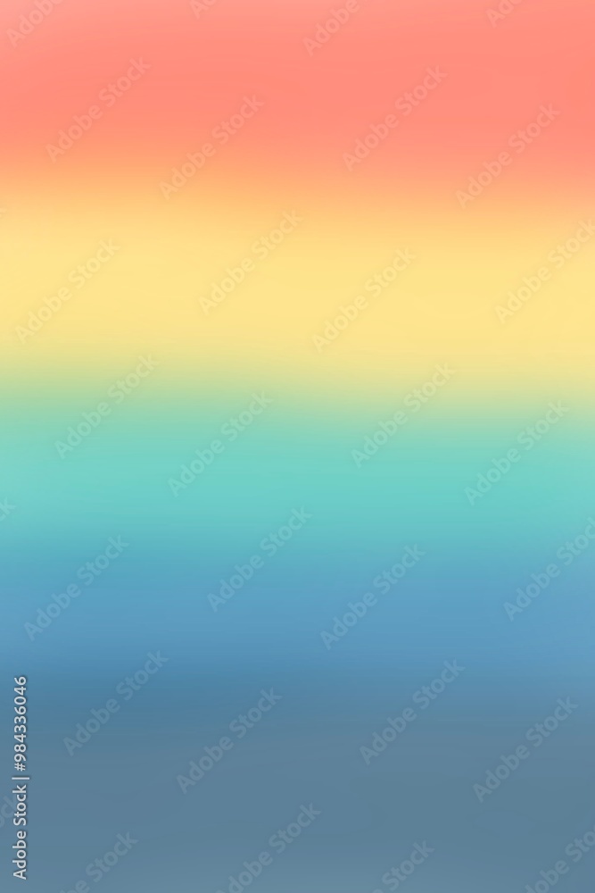 Naklejka premium A gradient image featuring a smooth transition from warm, pastel hues of red and orange to cool, vibrant shades of blue and turquoise. Rainbow colors.