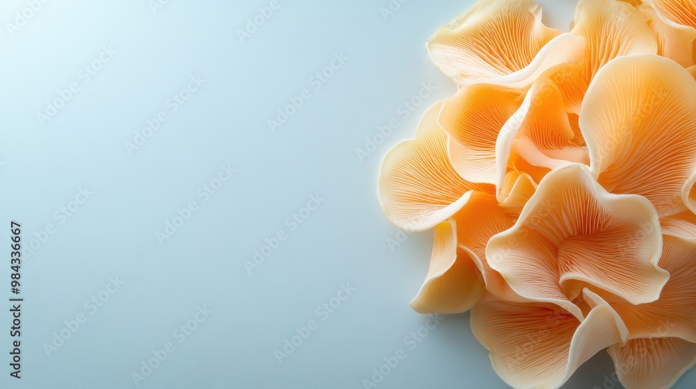 Elegant Peach Petals on Soft Blue Background Elegant Peach Petals on Soft Blue Background