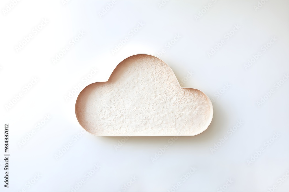 Obraz premium Light colored cloud shape with slight texture, floating against white background, soft gradient