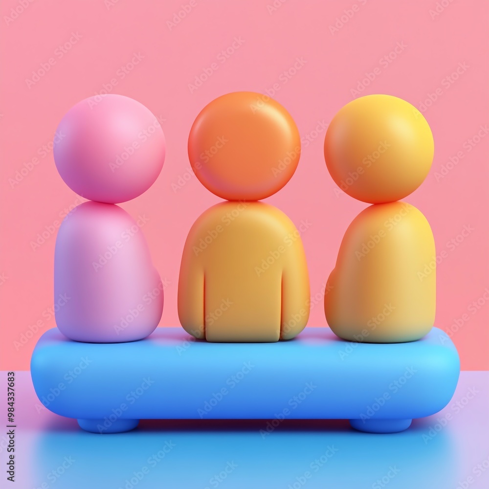 3D Meeting Icon: Team Gathering for Discussion Logo Illustration 3D Meeting Icon: Team Gathering for Discussion Logo Illustration