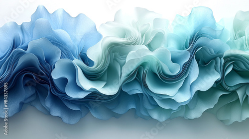 Delicate fabric detail showcasing soft waves and textures in tranquil blue shades, perfect for background or styling projects.