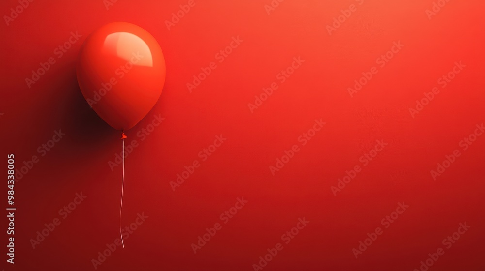Bright Balloon on Red Background Ideal for Celebratory Themes and Promotions Bright Balloon on Red Background Ideal for Celebratory Themes and Promotions