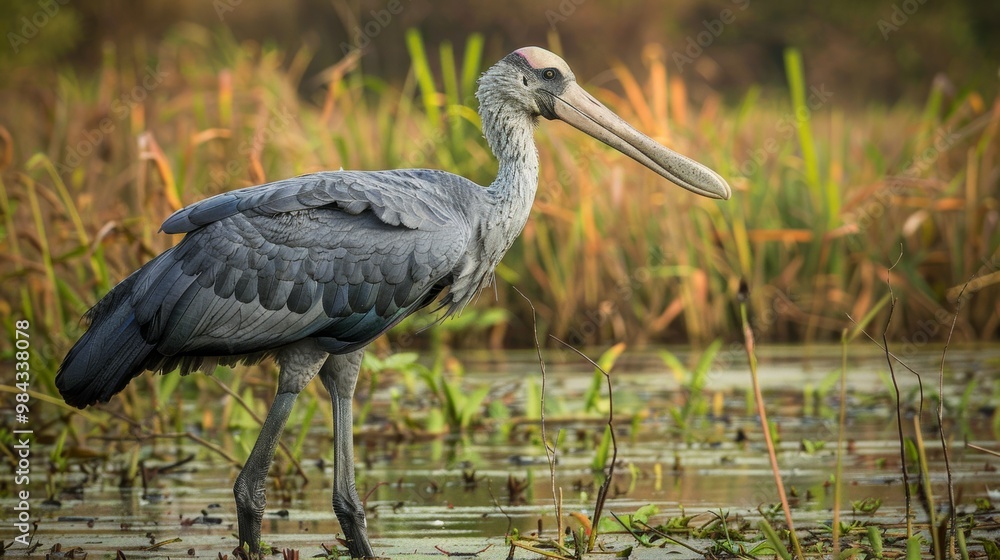 Fototapeta premium Beautiful Wading Bird Standing in Tranquil Wetland Habitat