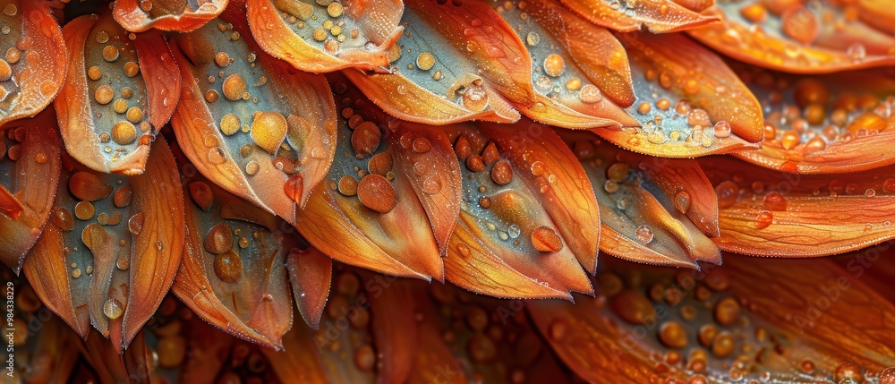 Fototapeta premium Vibrant Orange Petals with Water Droplets