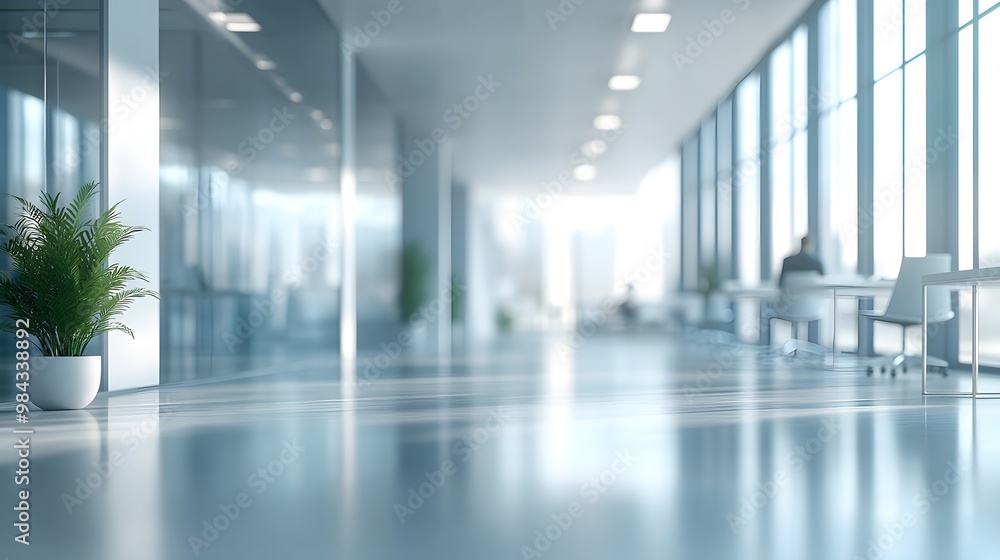 A bright modern open office space with glass walls, white desks, ergonomic chairs, and natural light from large windows, creating a clean corporate environment with a soft focus effect. A bright modern open office space with glass walls, white desks, ergonomic chairs, and natural light from large windows, creating a clean corporate environment with a soft focus effect.