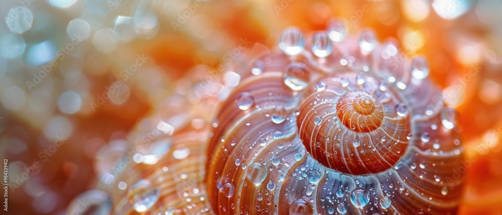 Close-Up of a Shell with Water Droplets and Bokeh Close-Up of a Shell with Water Droplets and Bokeh
