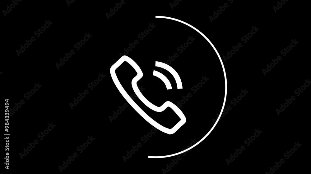 Phone Call animation on black background inside circle. Phone Calling Icon Animation. Network. Phone Call animation on black background inside circle. Phone Calling Icon Animation. Network.