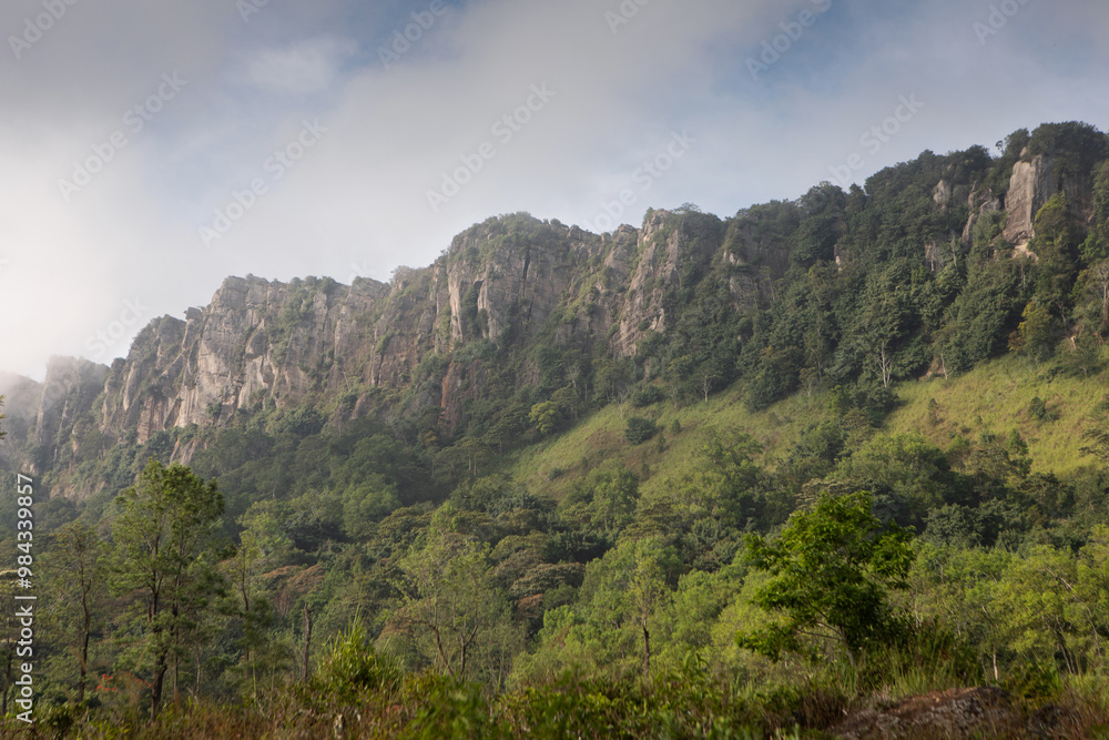 Scenic views of the surrounding mountains along the first stage of the Pekoe Trail in Sri Lanka. Scenic views of the surrounding mountains along the first stage of the Pekoe Trail in Sri Lanka.