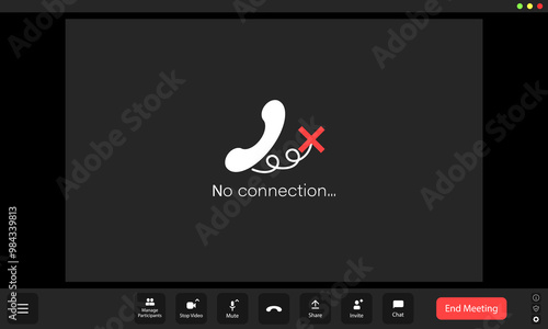 Virtual meeting disruption due to loss of internet connection showing a disconnected participant on screen