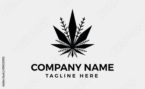 Marijuana Leaf Logo Icon Vector, minimal Logo branding design, editable vector illustration.