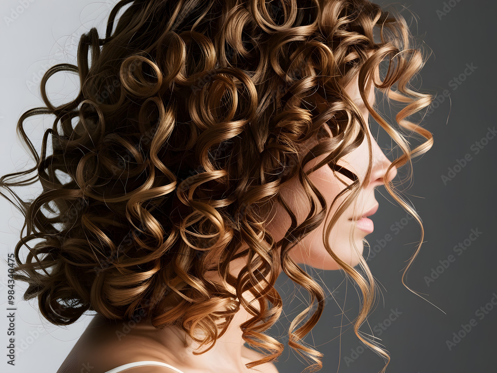 a woman with curly hair and a white background a woman with curly hair and a white background