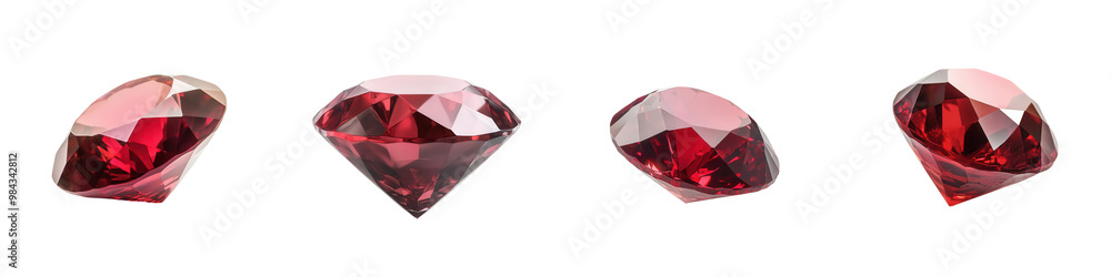 Collection of shimmering red gemstones on white isolated background. transparent background Collection of shimmering red gemstones on white isolated background. transparent background