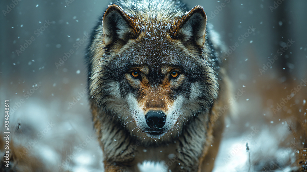 Wolf in the forest. Wildlife scene from winter nature. Wild animal in the natural habitat
Wolf in the forest. Wildlife scene from winter nature. Wild animal in the natural habitat