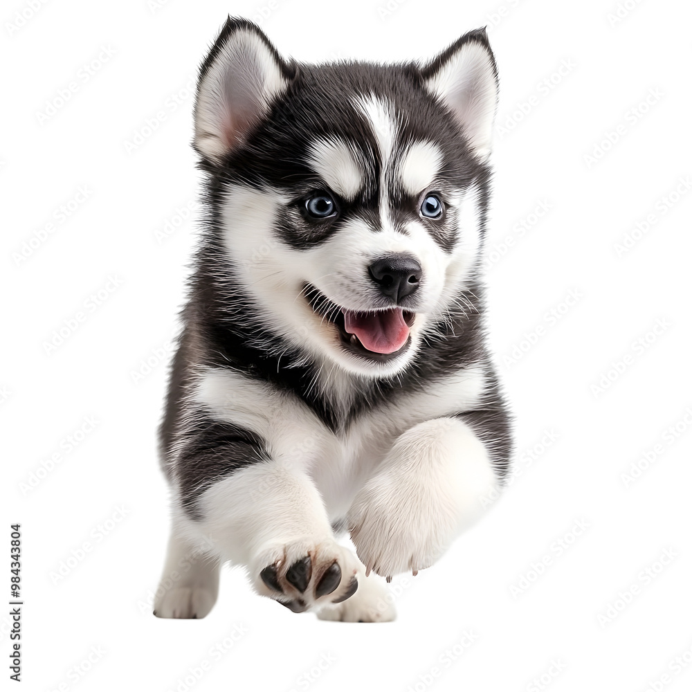 Playful Siberian Husky Puppy Posing Energetically on White Background Playful Siberian Husky Puppy Posing Energetically on White Background