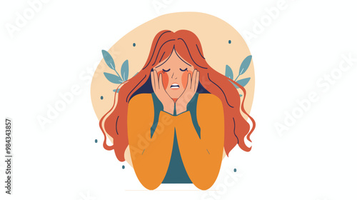 Despairing Hysterical Girl in Panic & Nervous, Emotional Expression of Desperation