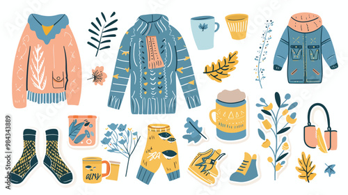 Hygge Winter Clothes Essentials Style Sticker Element