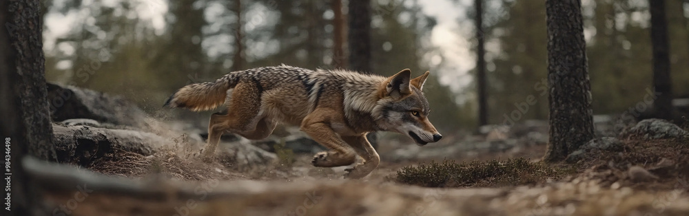 Wolf in the forest. Wildlife scene from winter nature. Wild animal in the natural habitat
Wolf in the forest. Wildlife scene from winter nature. Wild animal in the natural habitat