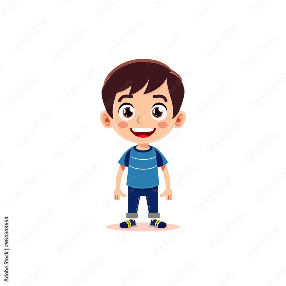 Happy Cartoon Boy Character